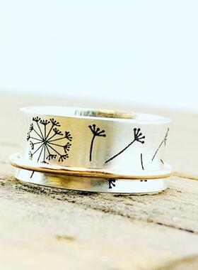 蒲公英种子许愿个性定制刻字戒指