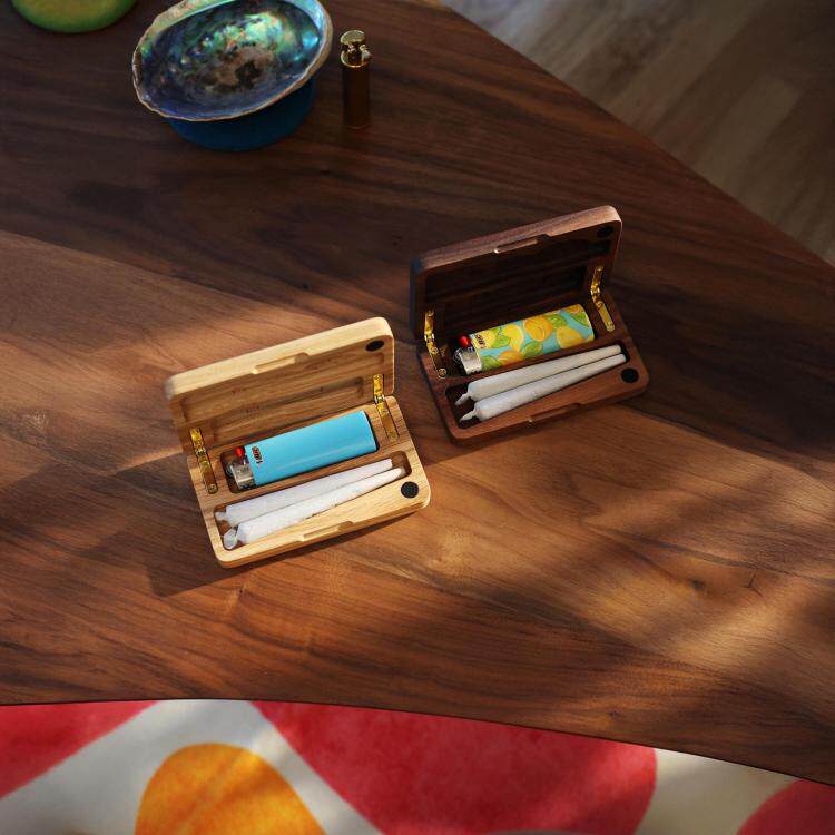 美国代购Carrier㊣ 手作天然硬木盒定制磁性扣环打火机托架烟盒