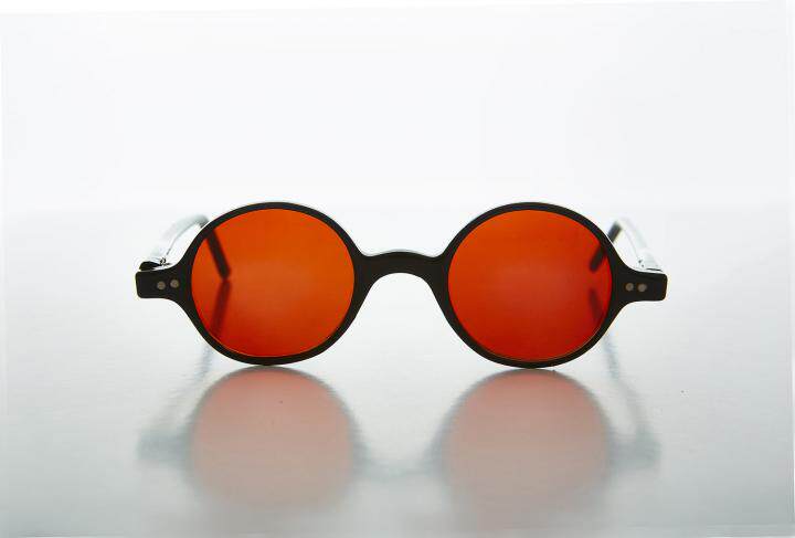 美国代购Round◇古着复古嬉皮1980s小圆形彩色镜片黑色太阳眼镜