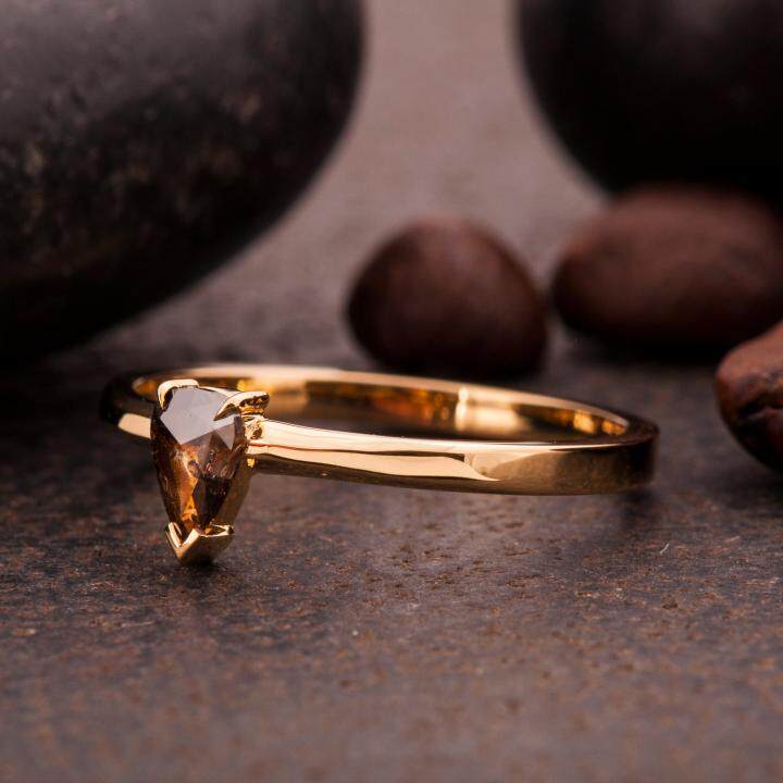 以色列代购Diamond㊣ 手作优雅华丽天然钻石镶嵌14k金订婚戒指