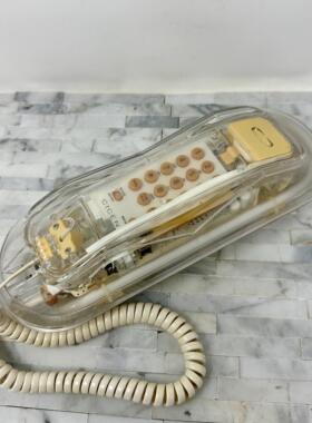 美国代购Telephone㊣ 古着收藏透明老式有线霓虹灯可壁挂座机电话
