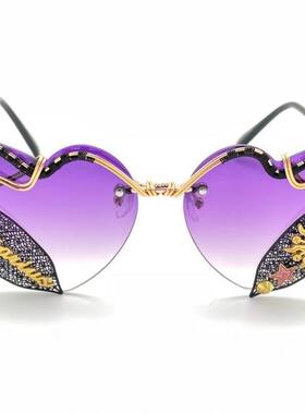 美国代购Heart◇手作精致心形紫色射手座生肖编织缠绕太阳眼镜