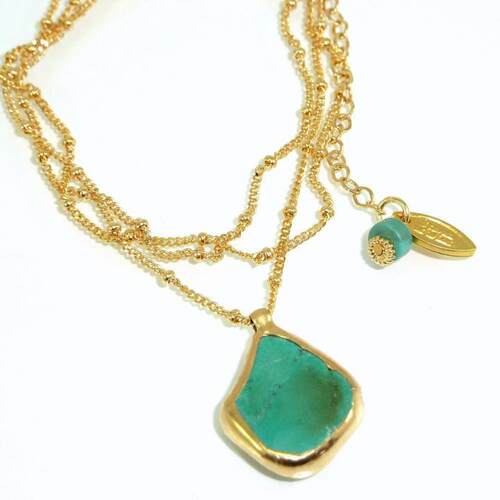 以色列代购Necklace㊣ 手作华丽精致十二月生日石绿松石镀金项链