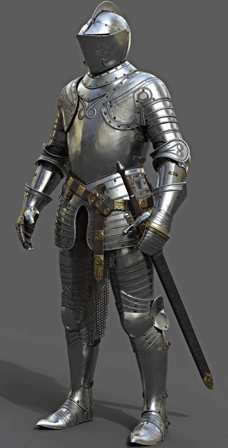 海外代购Medieval▼手作中世纪骑士战士战斗银色全身装甲铠甲套装