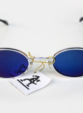 古着蒸汽朋克哥特蓝镜片蛇纹太阳