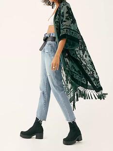 披肩 手作波西米亚风丝绒网布挂毯流苏沙滩罩衫 美国代购 Jacket㊣