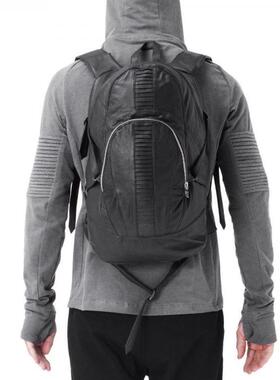 美国代购Backpack㊣手作简约精致黑色皮革旅行笔记本电脑双肩背包