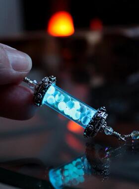 童话仙女长筒灯笼彩虹色项链夜光