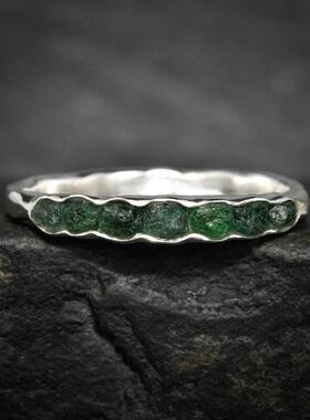 女纯银黄金天然原始翡翠戒指镶嵌