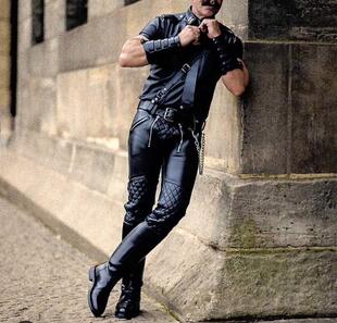 黑色真皮拉链机车长裤 男士 定制 Leather∞手作朋克风格 英国代购