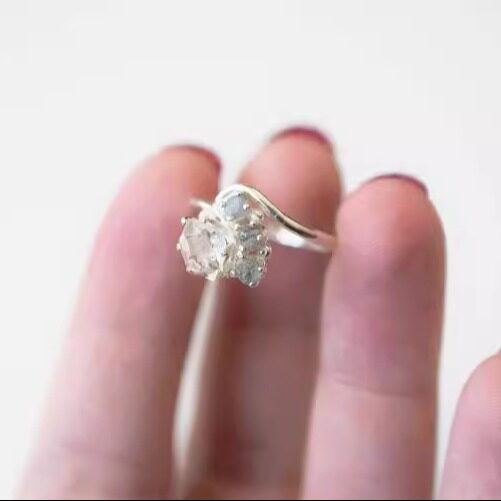 美国代购Diamond㊣ 手作优雅精致华丽天然蓝宝石钻石订婚纯银戒指