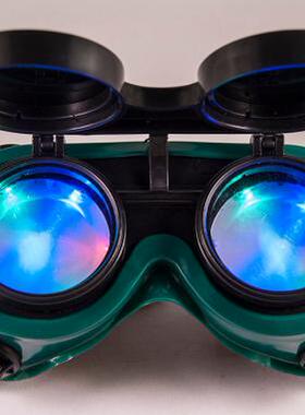 Goggles㊣美国代购 手作蒸汽朋克迷人LED发光绿色框架道具护目镜