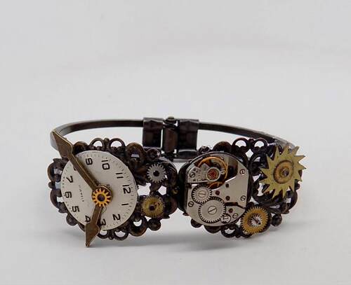 Bracelet㊣美国代购 手作迷人复古蒸汽朋克表设计维多利亚手镯