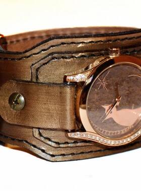 俄罗斯代购 Cat◇手作蒸汽朋克特别复古时尚小猫真皮石英手表腕表