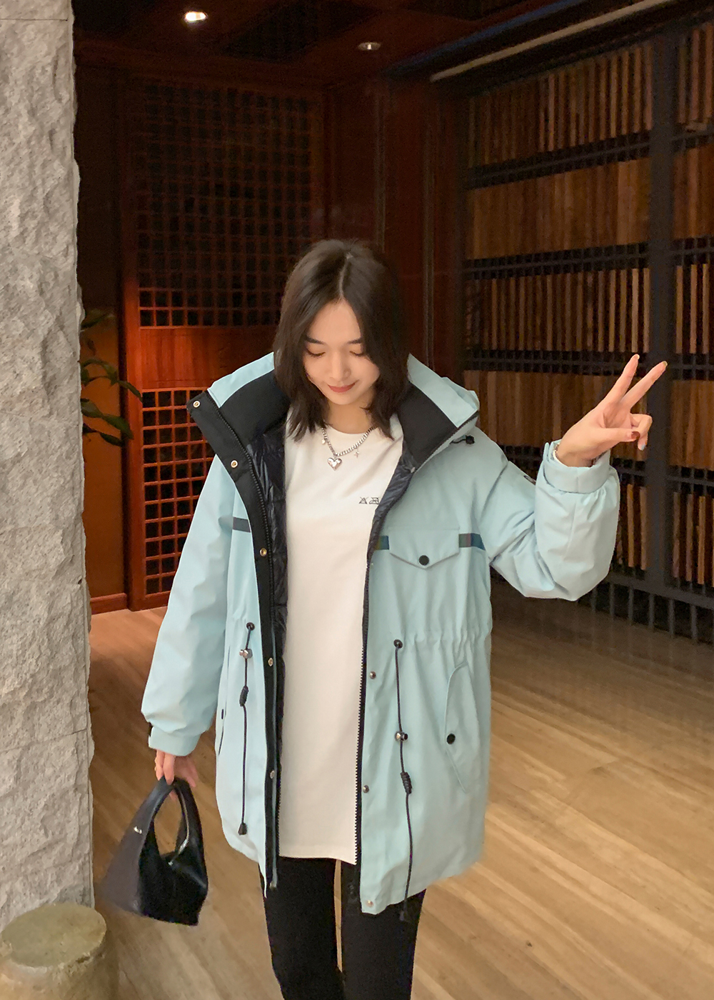 Lierkiss [charge down jacket] 90 white duck down hooded warm Parker down jacket