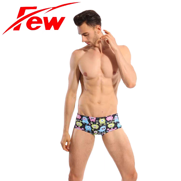 Few飘牌男士三角泳裤印花时尚舒适运动训练游泳裤M2129