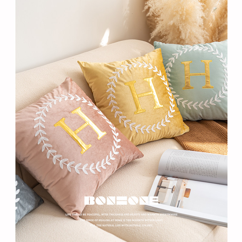 ins简约风字母客厅沙发靠背垫大号靠垫45X45抱枕套不含芯床头靠枕