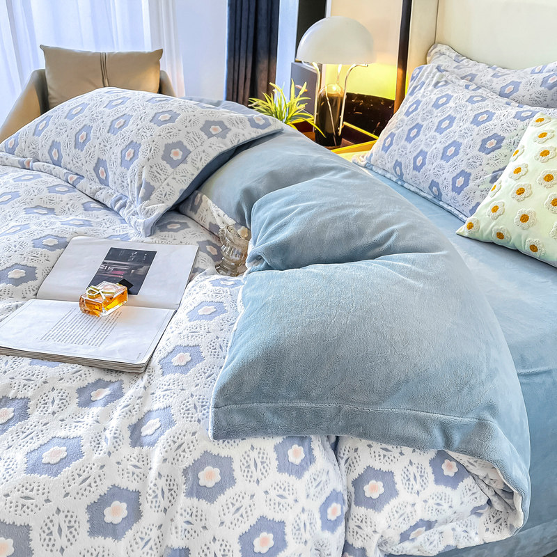 冬季加厚保暖牛奶绒床上四件套法兰绒床品珊瑚绒被套双面加绒床单,床上用品,床品套件/四件套/多件套,淘宝优惠券,粉丝福利购,淘宝优惠卷