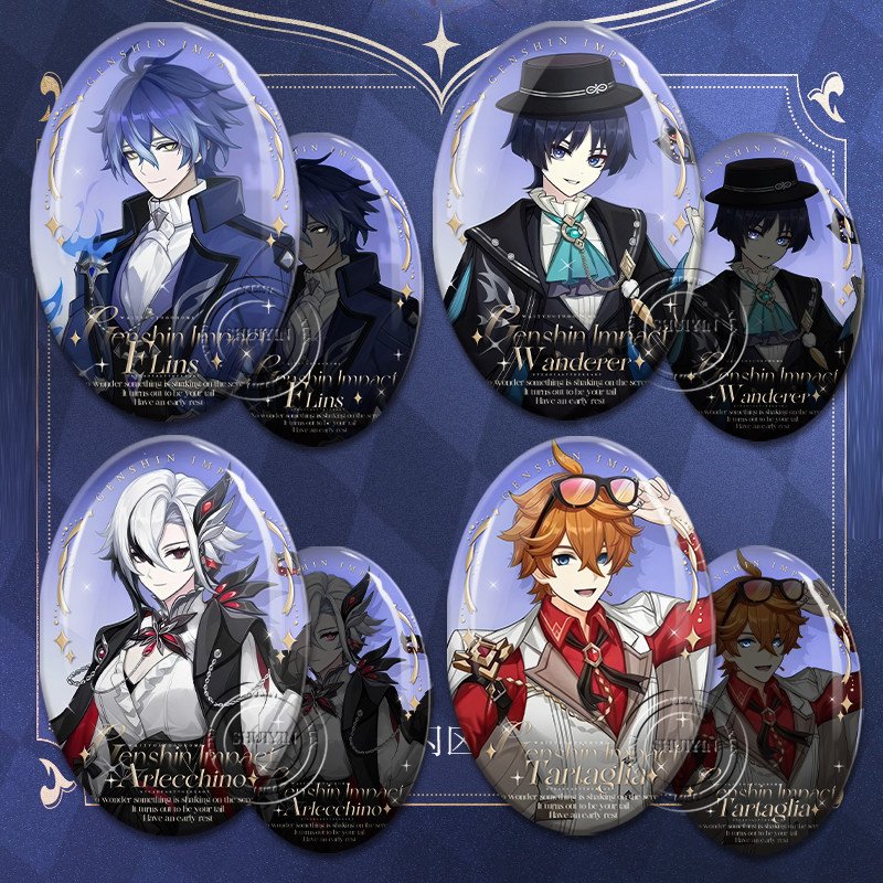 原神FES吧唧菲林斯周边椭圆流浪者丝柯克拉丝银葱徽章挂饰谷子女