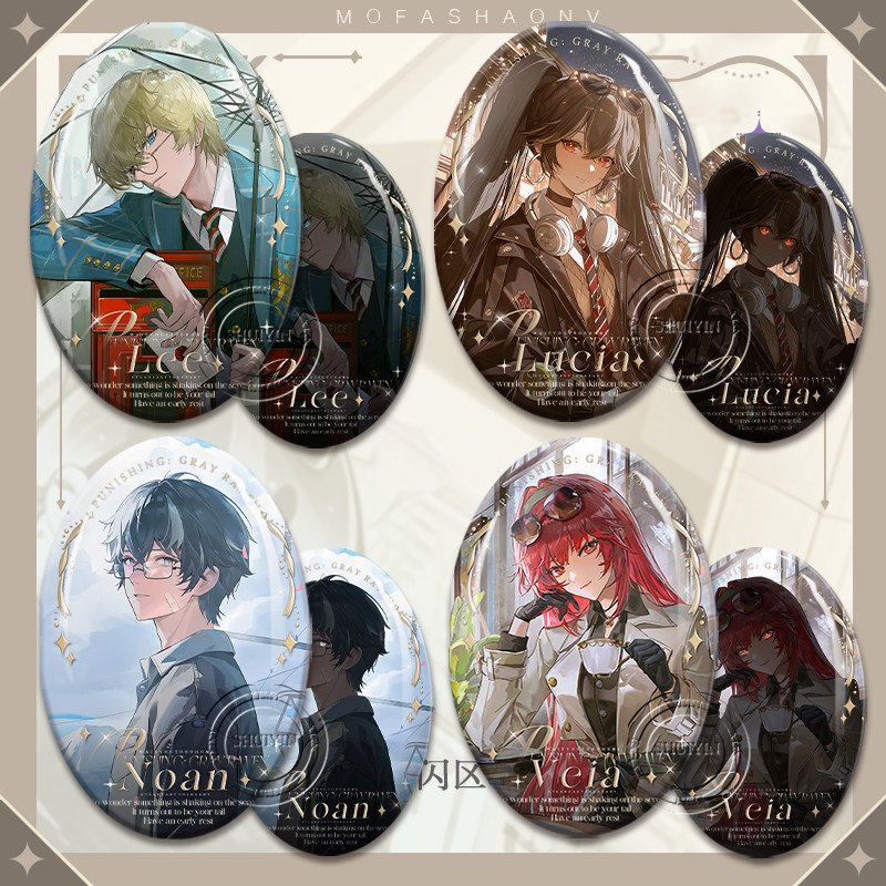 战双帕弥什吧唧里周边徽章露西亚诺安椭圆形拉丝反光谷子胸针收藏