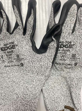 议价ANSELL安思尔48-706黑色涂层5级防割防护防滑劳保手