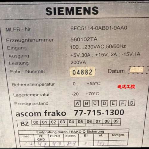 议价可开票6FC5114-0AB01-0AA0 工业数控设备电源5V30A15V2A-