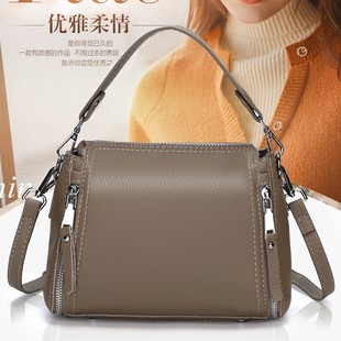 大气质量好头层牛皮女士单肩包白色简约潮流斜挎包真皮女包手提包