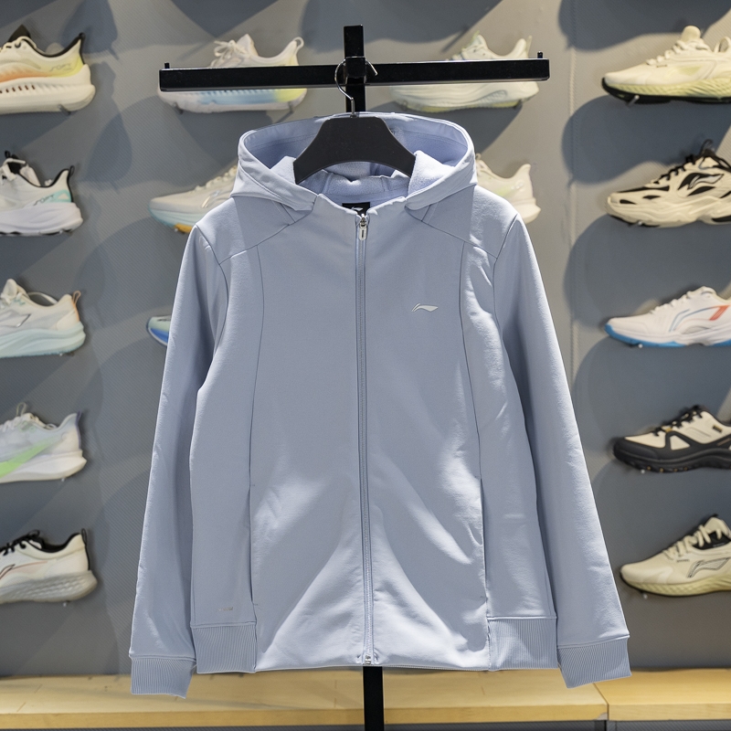 李宁女子连帽加绒保暖针织外套