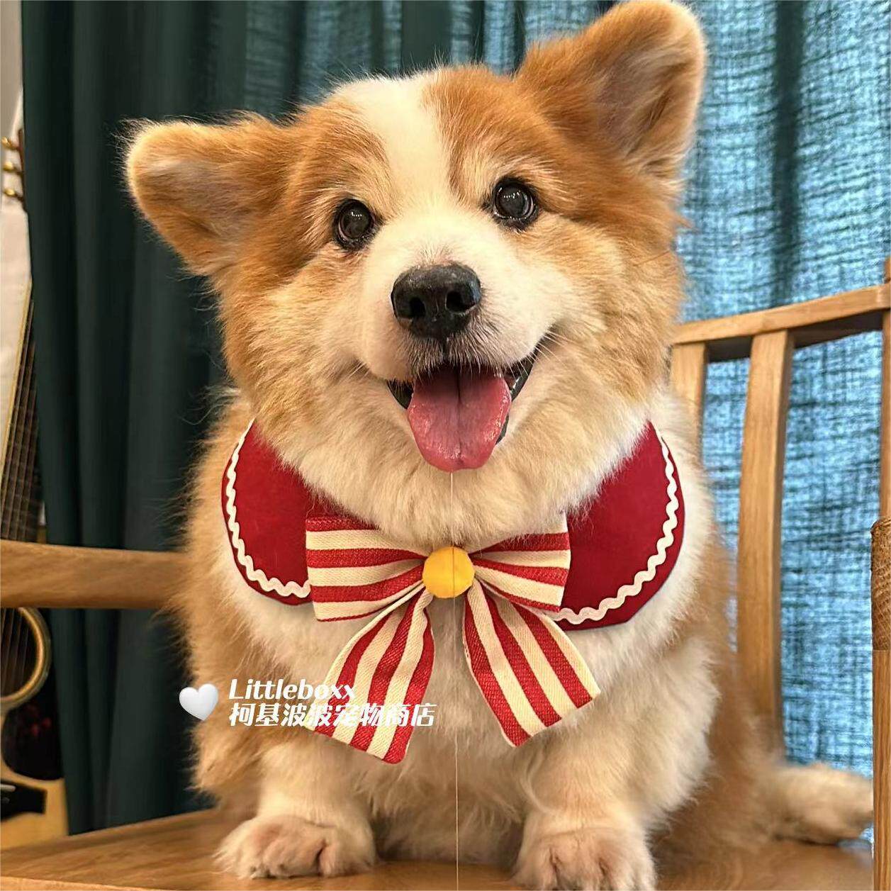 Liittleboxx柯基波波红白条毛球蝴蝶结围嘴口水巾小中大型犬围兜,宠物/宠物食品及用品,围巾/口水巾,淘宝优惠券,粉丝福利购,淘宝优惠卷