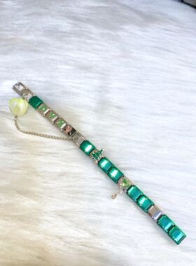 意大利模块手链丁禹兮应援元素绿色花双吊坠照片定制可做表带