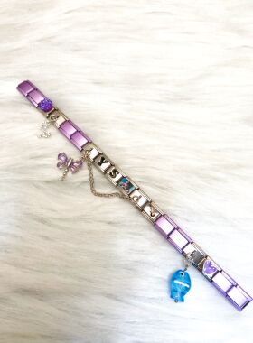 意大利模块手链应援于适名字字母表带小鱼星座吊坠定制照片