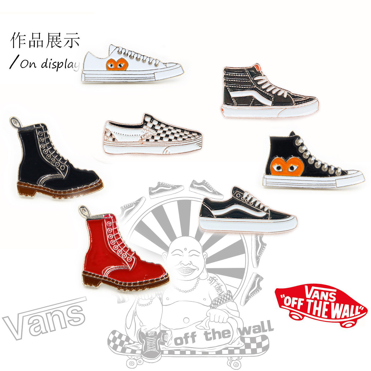 VANS范斯鞋子金属徽章街头滑板运动潮牌DIY个性胸针背包时尚饰品