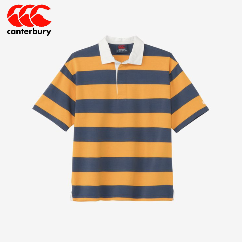 日本代购Canterbury橄榄球球衣男女条纹运动Polo衫短袖T恤夏季