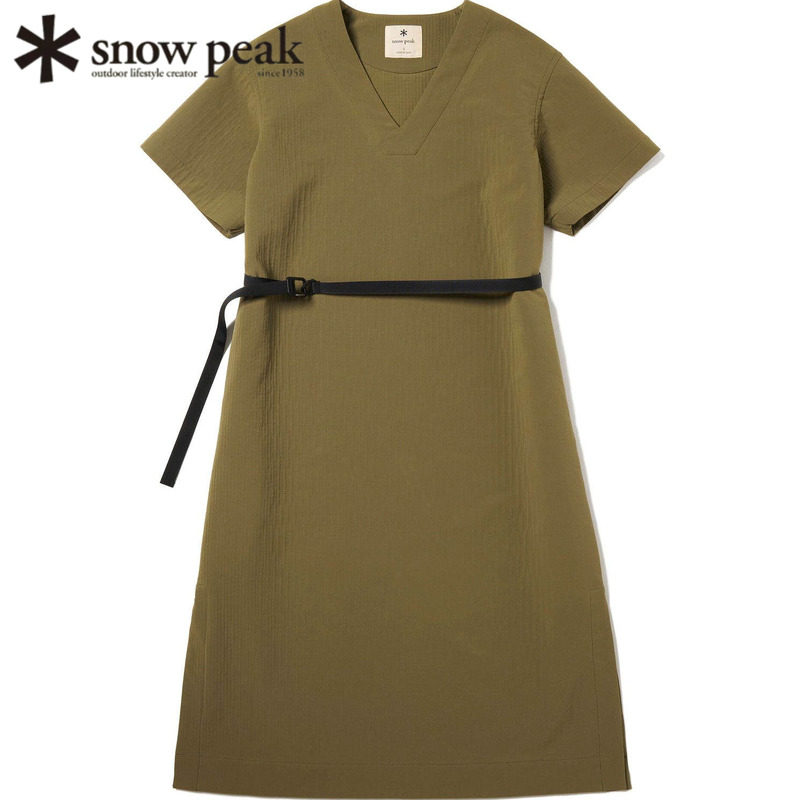 日本snowpeak雪峰女士V领连衣裙