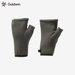 日本代购Goldwin抓绒手套半指25年新款户外运动冬季保暖露指手套