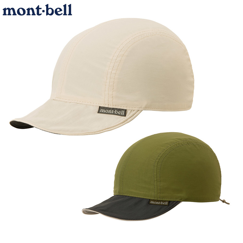 现货日本montbell儿童双面帽子防晒速干鸟嘴两面户外遮阳鸭舌帽