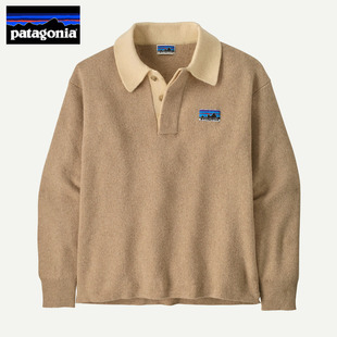 日本代购Patagonia巴塔哥尼亚橄榄球衫毛巾再生羊毛混纺针织衫男