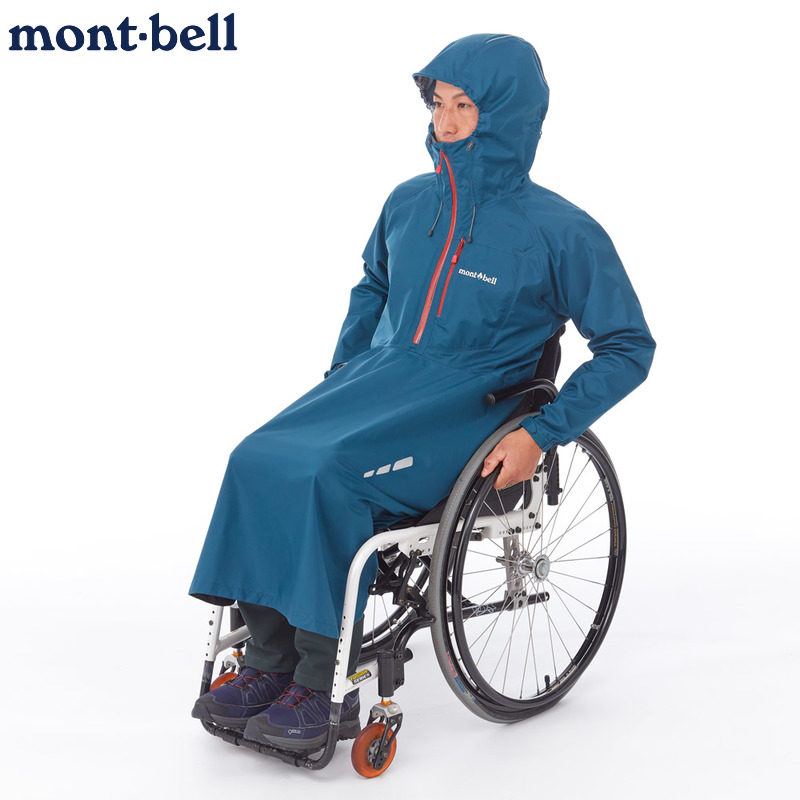 日本代购montbell男女防风衣雨衣户外轮椅防水透气便携安全反光条
