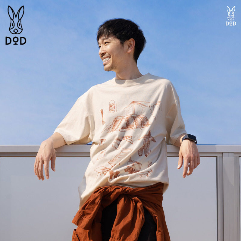 日本代购DOD纯棉T恤短袖圆领兔子徽标露营印花户外舒适柔软男女