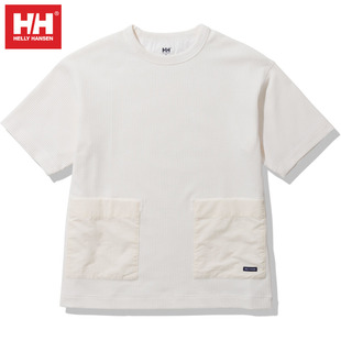 日本进口HH海丽汉森2023年新款华夫格T恤短袖口袋户外运动休闲