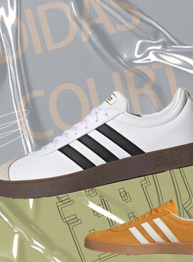 甜瓜体育adidas阿迪达斯neo Vl Court防滑耐磨低帮板鞋白灰ID6015