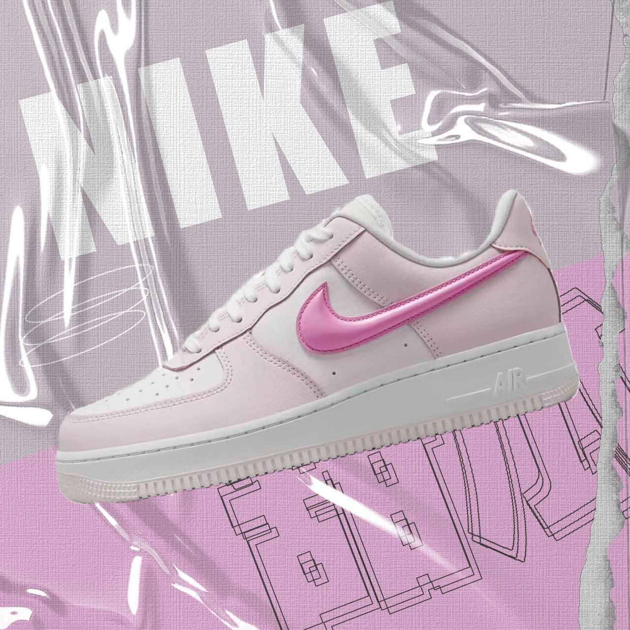 Nike Air Force 1 耐克空军一号耐磨低帮板鞋女款白粉HM3696-661