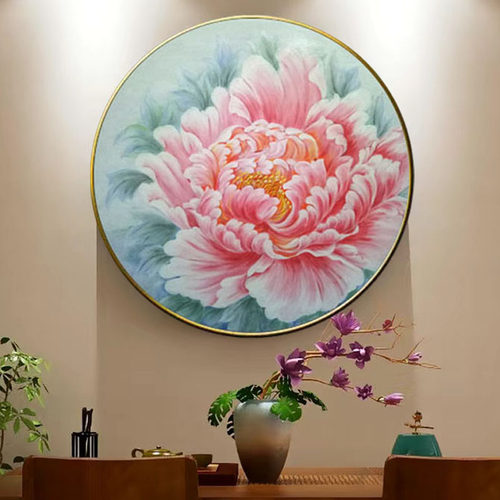 油画牡丹自画自卖新中式手绘