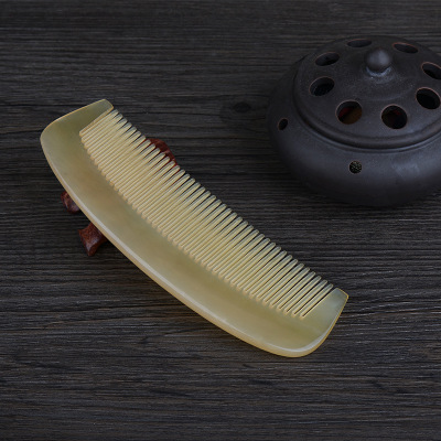 包邮加厚绵羊角梳子15cm广梳防静电细齿直发半月形黄牛角梳