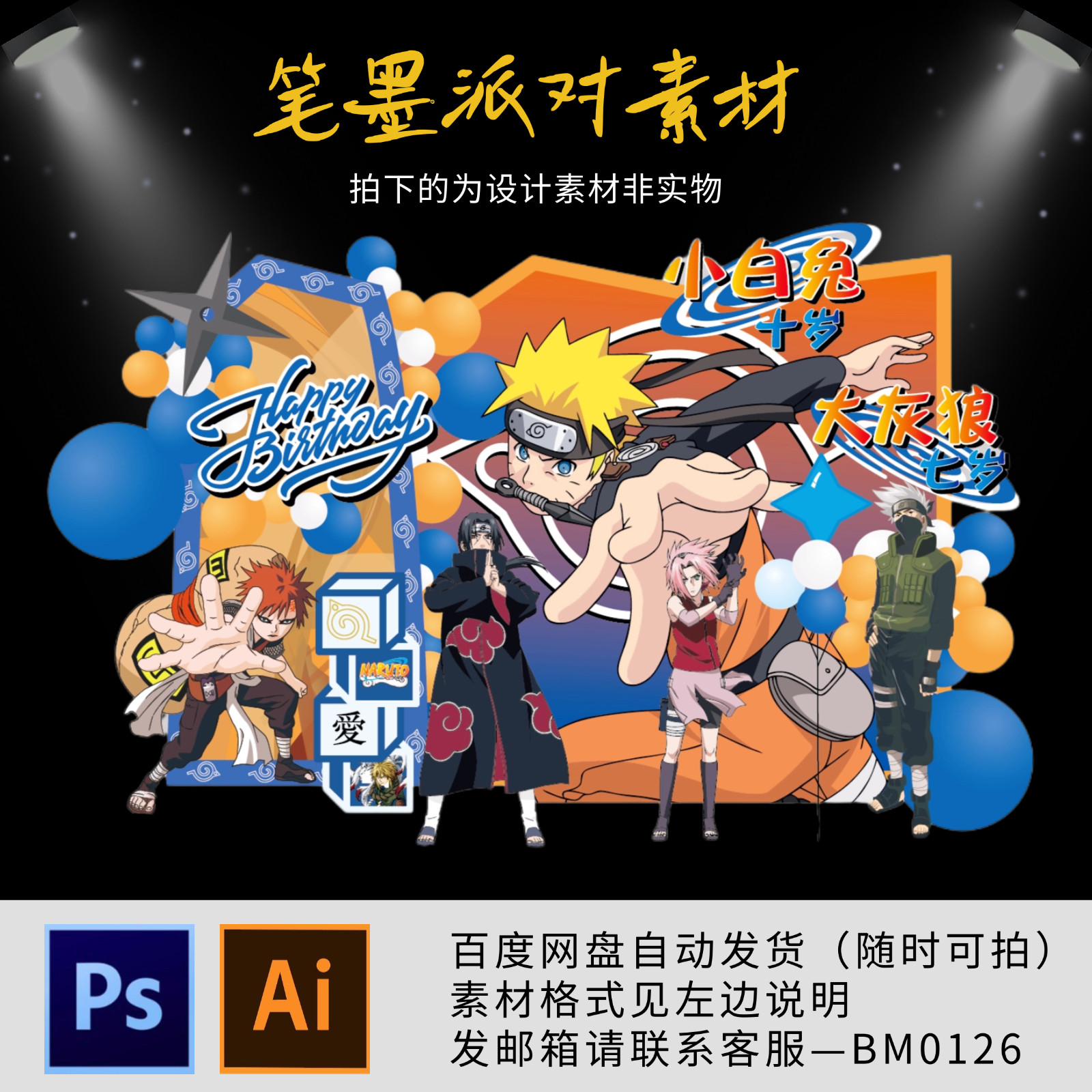 火影忍者主题生日布置男孩十岁成年礼10场景气球背景装饰派对kt板