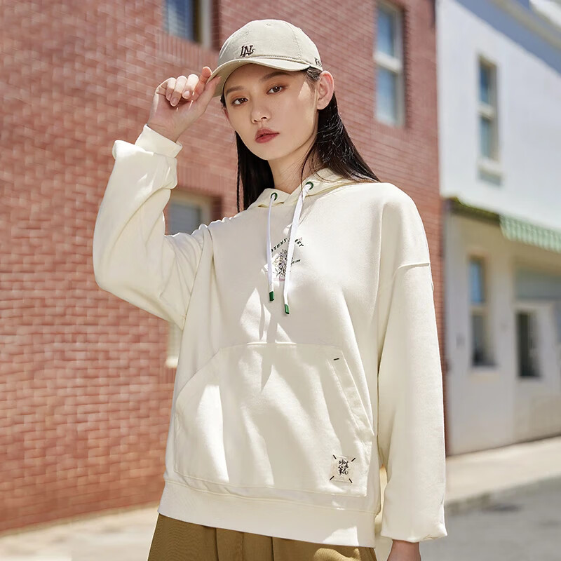Li-Ning Sweatshirt 2024 Spring Women's Fashion Brilliant Brush Flowers Women's Trendy Loose Casual Pullover Hoodie AWDS920