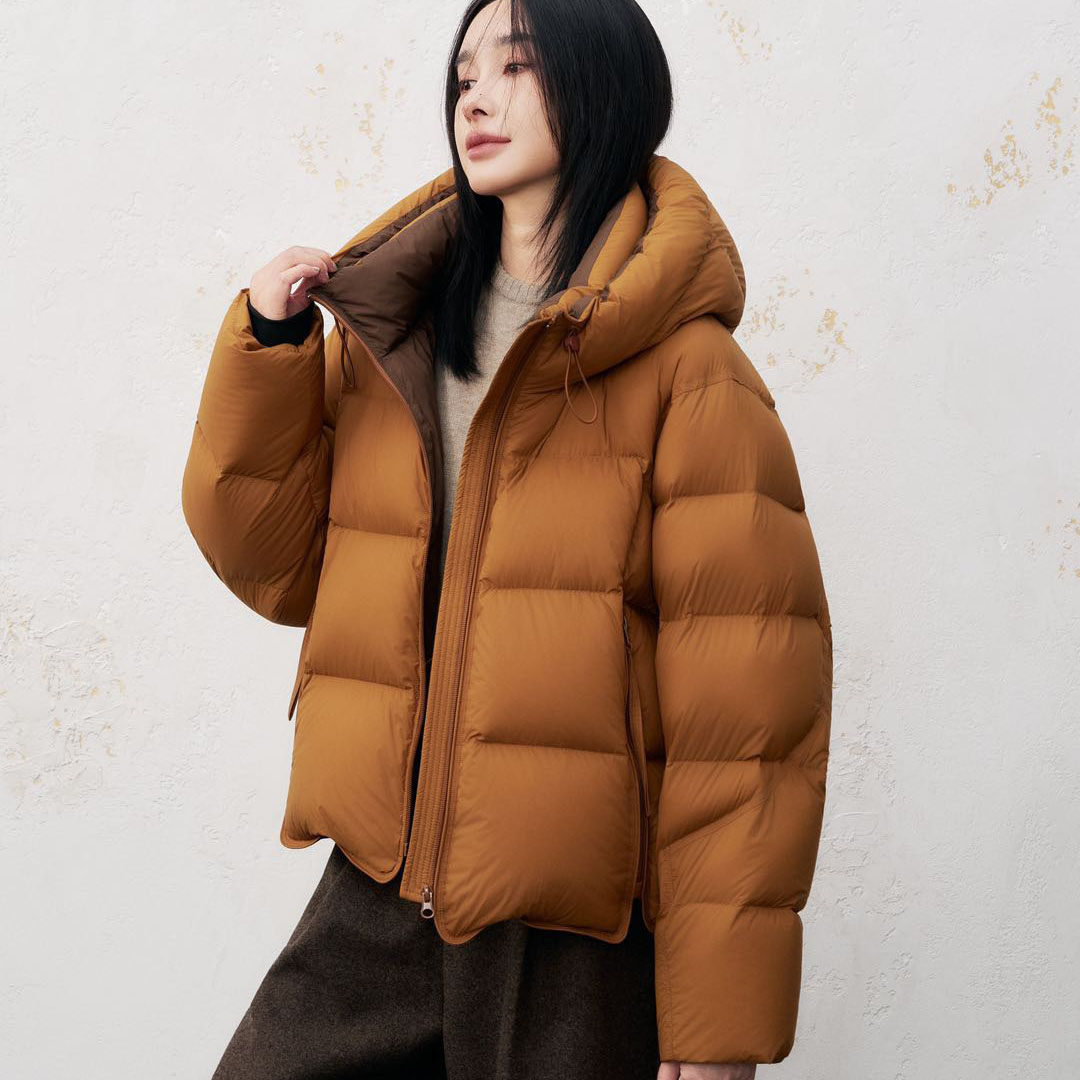 90白鸭绒常规连帽羽绒服聚酯纤维