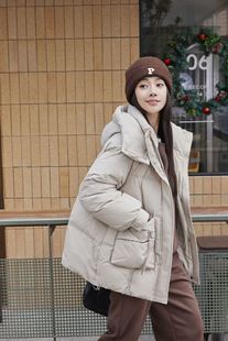 羽绒服女2023冬装新款韩版时尚中长款90白鸭绒加厚连帽小个子外套