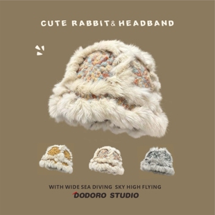 新款兔毛针织醒狮帽子女百搭云朵渔夫帽冬季保暖毛绒绒显脸小盆帽