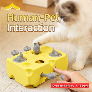 Pet Toy Eating While Playing Cat Feeder Cheese Whack-a-Mole